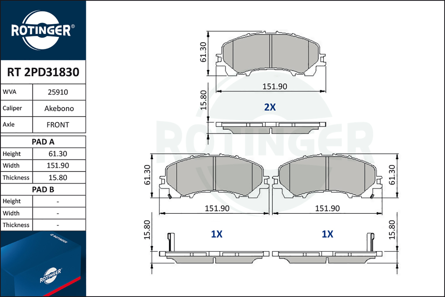 ROTINGER Első fékbetét RT2PD31830_ROT